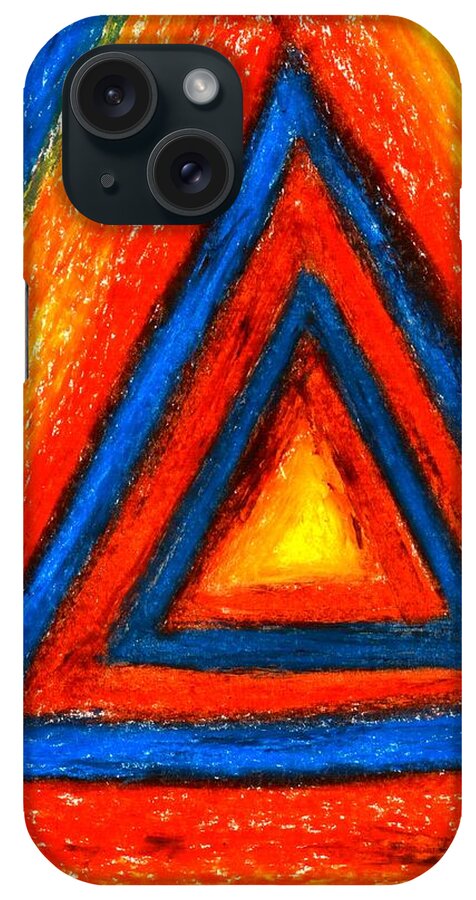 Abstract iPhone Case featuring the drawing Orange Blue Triangles by John Kelly