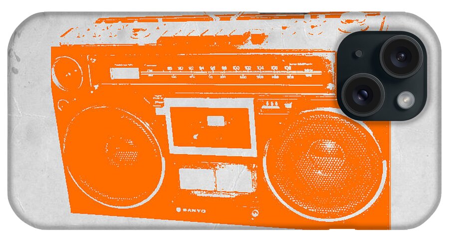 iPhone Case featuring the painting Orange boombox by Naxart Studio