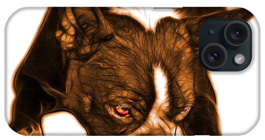 Boston Terrier iPhone Case featuring the mixed media Orange Boston Terrier Art - 8384 - WB by James Ahn