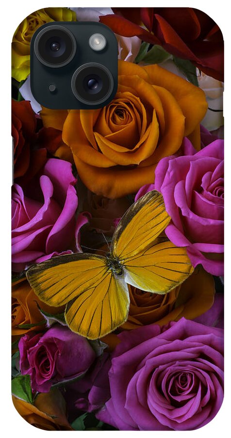Rose iPhone Case featuring the photograph Orange Butterfly In Roses by Garry Gay