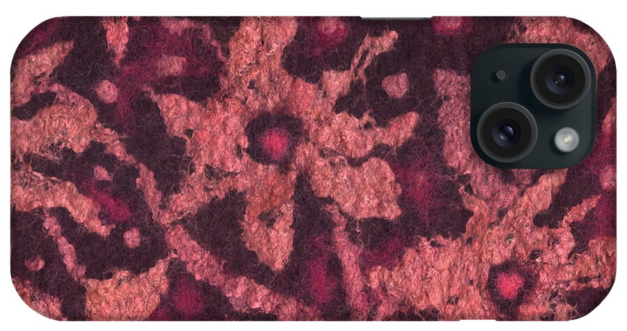 Felt Tapestry iPhone Case featuring the mixed media Coral flowers, Wool Painting, Fiber Art by Julia Khoroshikh