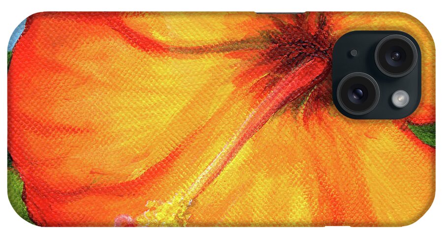 Hibiscus iPhone Case featuring the painting Orange Hibiscus Flower by Adam Johnson