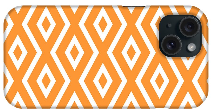 Orange iPhone Case featuring the mixed media Orange Diamond Pattern by Christina Rollo