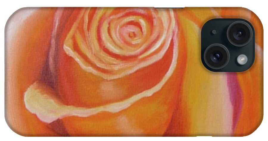 Orange iPhone Case featuring the painting Orange Rose by Quwatha Valentine