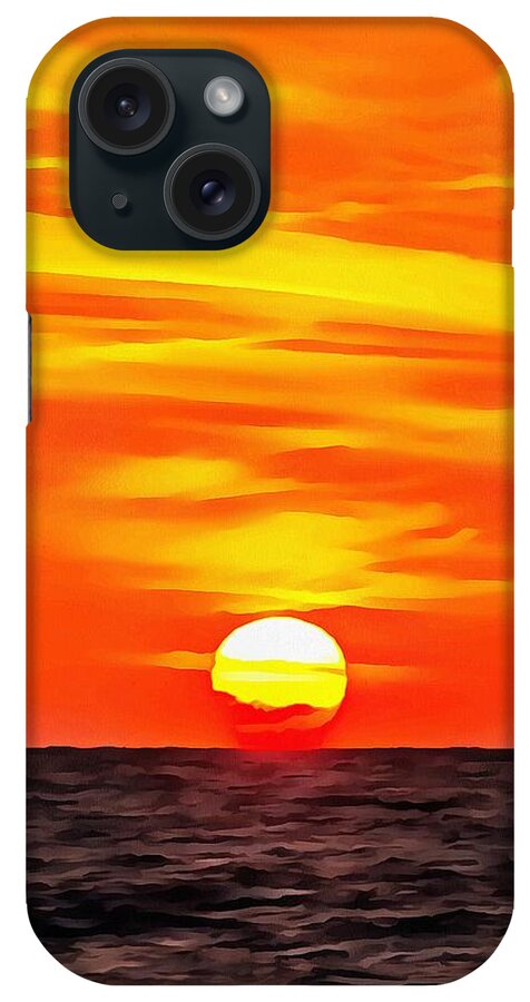 Sunset iPhone Case featuring the painting Orange Sunset by Taiche Acrylic Art