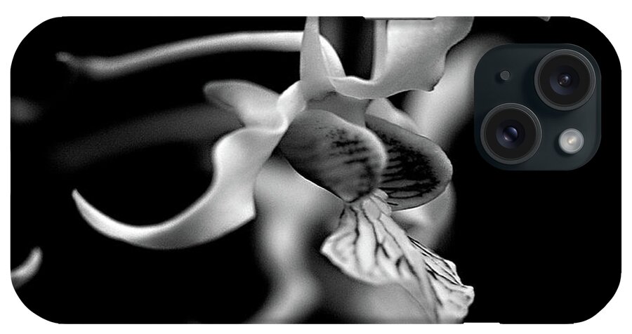 Orchid iPhone Case featuring the photograph Orchid in Black and White by Sherry Hallemeier