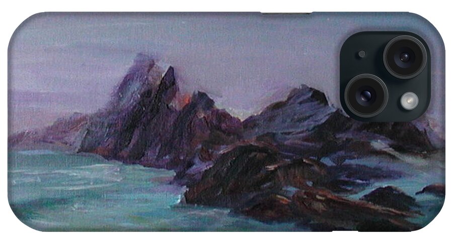 Impressionism iPhone Case featuring the painting Oregon Coast Seal Rock Mist by Quin Sweetman