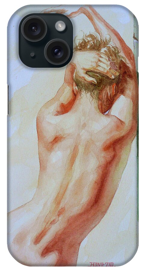 Watercolour iPhone Case featuring the painting Original Watercolour Painting Naked Girl On Paper #16-5-11-01 by Hongtao Huang