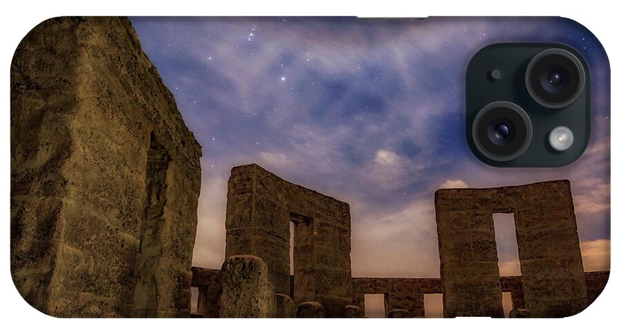 Night iPhone Case featuring the photograph Orion over Stonehenge Memorial by Cat Connor