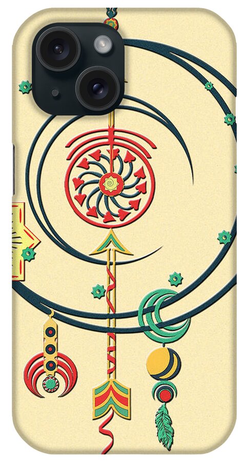 Multicolored iPhone Case featuring the drawing Ornament Variation Three by Deborah Smith
