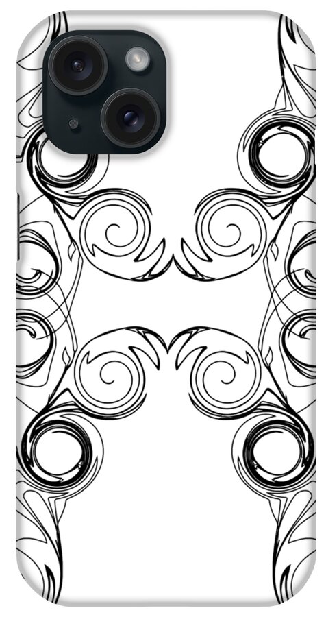 Ornate Curly Color Your Background iPhone Case featuring the digital art Ornate Curly Color Your Background by Georgiana Romanovna