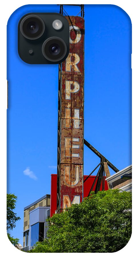 Rusty; Sign; Orpheus; Theater; State; Street; Madison; Wi; Overhead; Signage; Theatre; Cultural; Center; City; Bohemian; Architecture; Centre; Performing; Arts; Playhouse; Assembly; Hall; Auditorium; Concert; Hippodrome; Stage; Footlights; Locale; Odeum; Opera-house; Site; Concerts; Shows; Entertainment; Culture; Entertaining; Landmark; Destination; Attraction; Wisconsin; America; Usa iPhone Case featuring the photograph Orpheus in the Undergrowth by Chris Smith