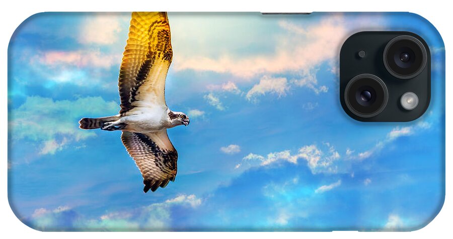 Osprey iPhone Case featuring the photograph Osprey soaring high against a beautiful sky by Patrick Wolf