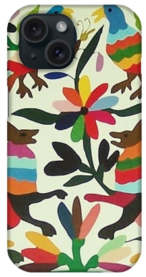Otomi Embroidery Art Print. iPhone Case featuring the photograph Otomi Embroidery by Linda Rahn