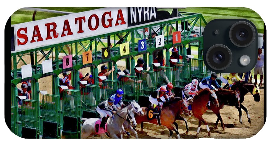 Saratoga iPhone Case featuring the digital art Out Of The Gate Saratoga by CAC Graphics