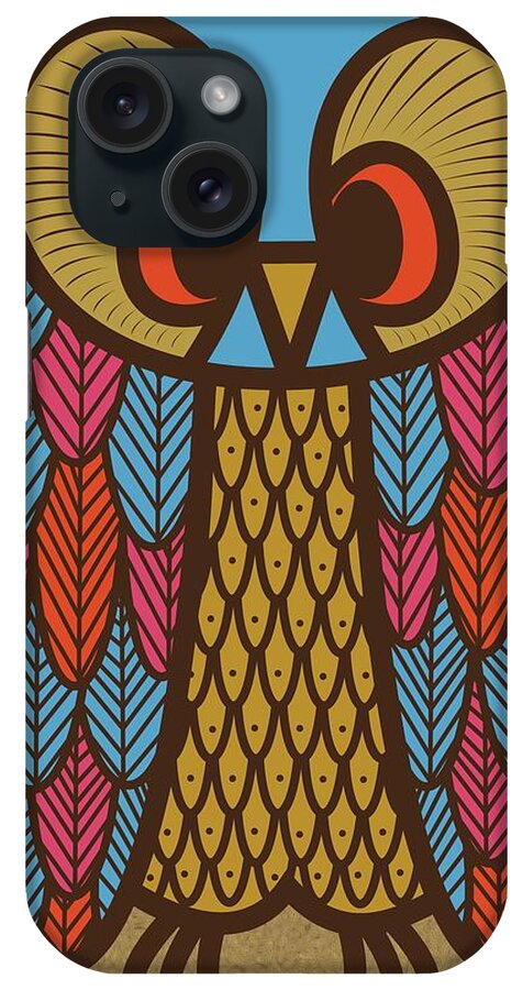Mid Century Modern iPhone Case featuring the digital art Owl 1 by Donna Mibus