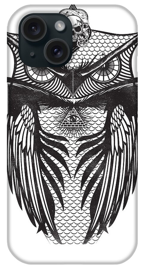 Owl Illustration iPhone Case featuring the digital art Owl Illustration by IamLoudness Studio