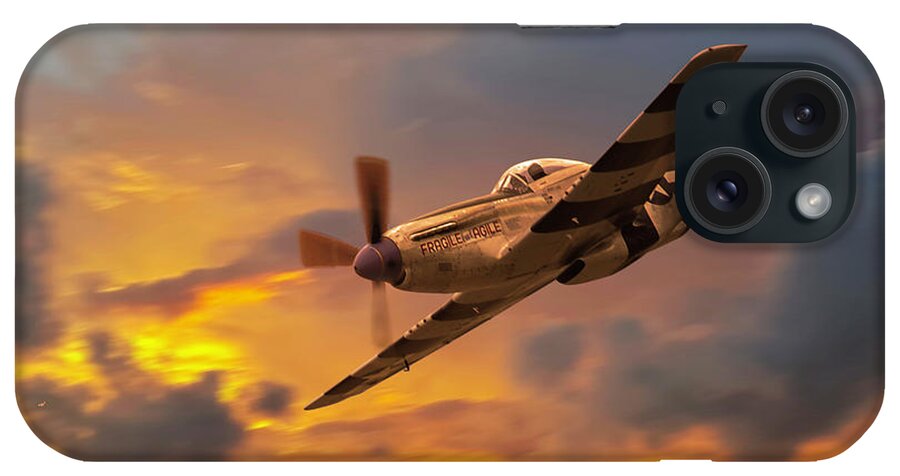 P-51 Mustang iPhone Case featuring the digital art P-51 Fragile but Agile by Airpower Art
