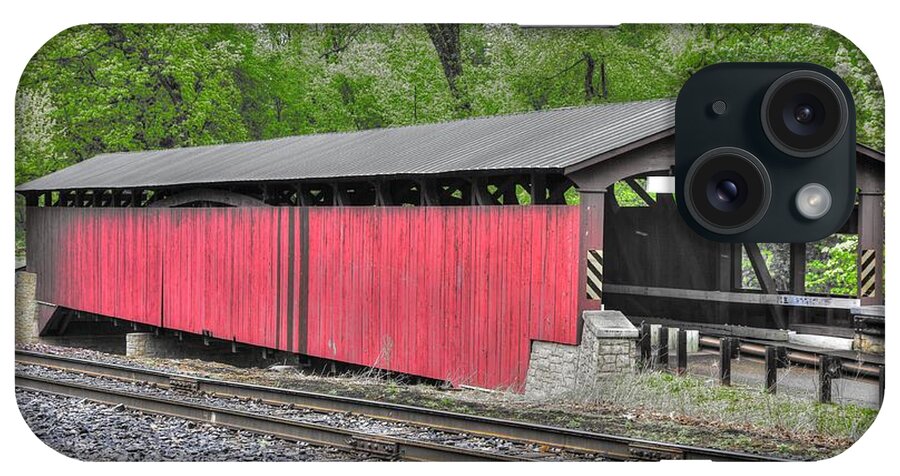 Rupert Covered Bridge iPhone Case featuring the photograph PA Country Roads - For Want of Horse Drawn Buggies and Iron Horses - Rupert Covered Bridge No. 3-Alt by Michael Mazaika