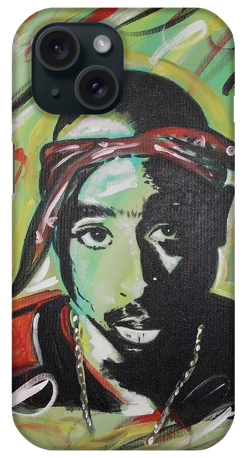 2pac iPhone Case featuring the painting Pac Mentality by Antonio Moore