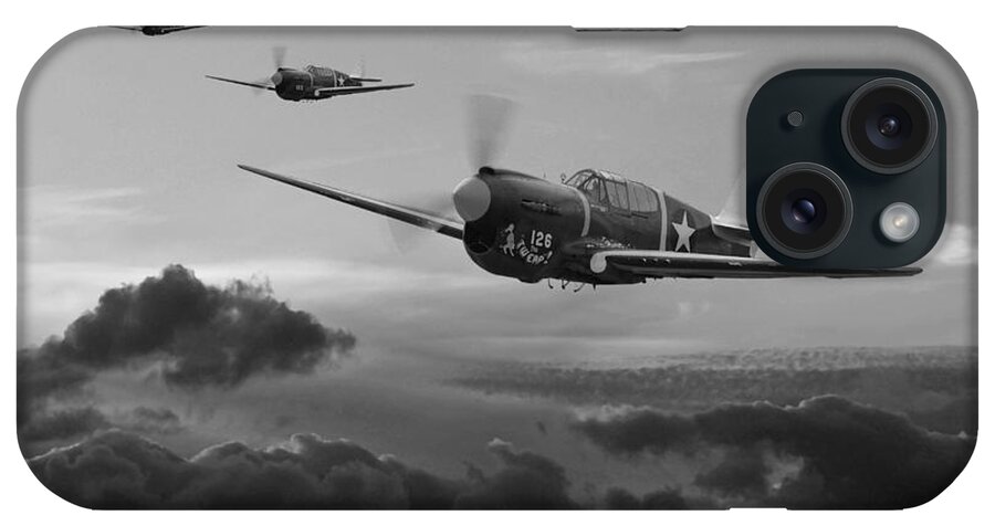 Usaaf iPhone Case featuring the digital art Pacific Warhorse - USAAF - Monochrome by Mark Donoghue
