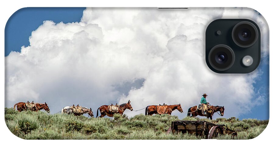 Cowboy iPhone Case featuring the photograph Pack String on the Skyline by Sam Sherman