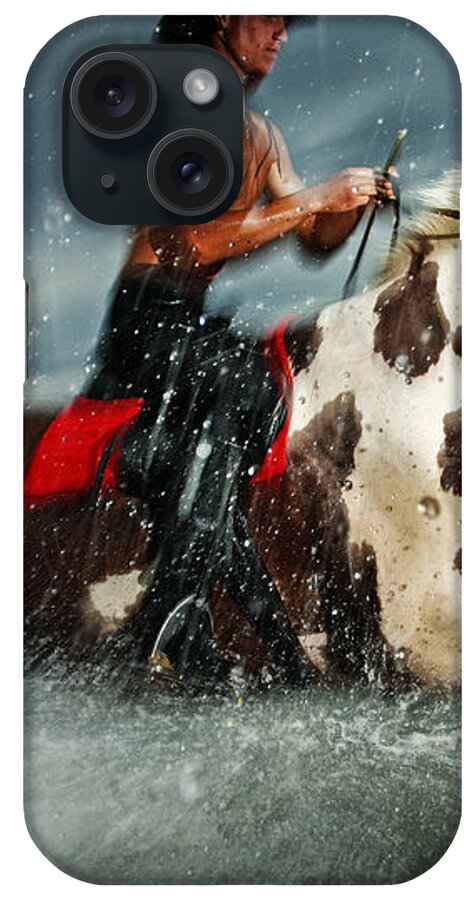 Horse iPhone Case featuring the photograph Paint horse running in the water by Dimitar Hristov