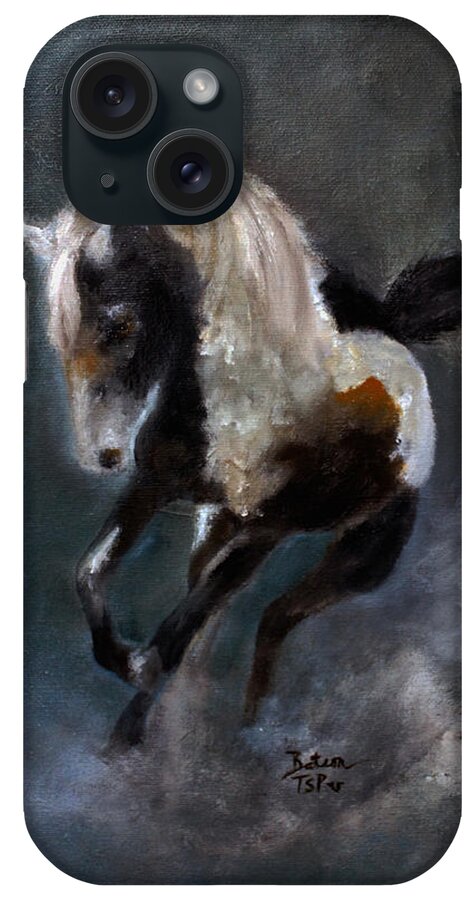 Paint Horse iPhone Case featuring the painting Paint Stallion by Barbie Batson