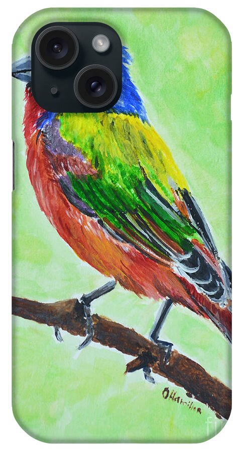 Painted Bunting iPhone Case featuring the painting Painted Bunting by Olga Hamilton