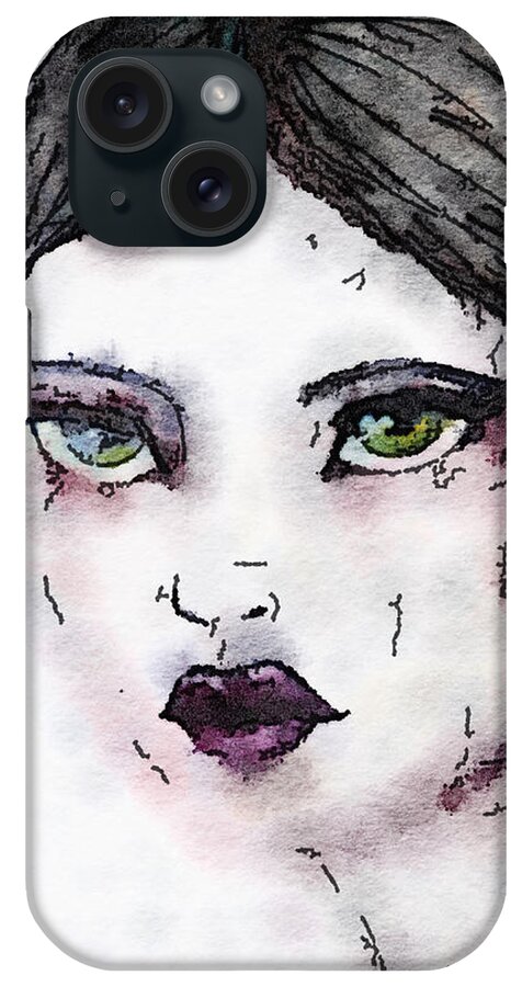 Face iPhone Case featuring the painting Annabel 6 by Vanessa Katz