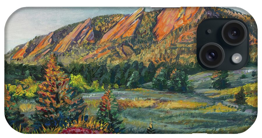 Flatirons iPhone Case featuring the painting Painting - Boulder Flatirons by Aaron Spong