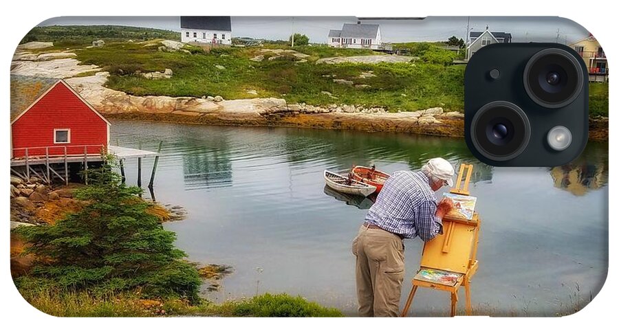 Art iPhone Case featuring the photograph Painting Peggys Cove by Mary Capriole