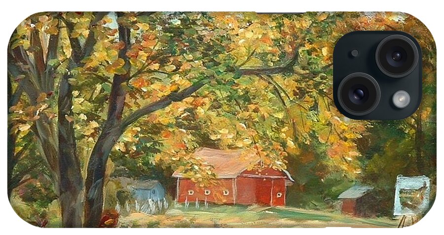 Painting iPhone Case featuring the painting Painting the Fall Colors by Claire Gagnon