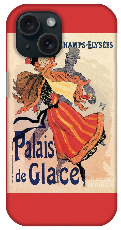 Vintage iPhone Case featuring the drawing Palais de Glace Jules Cheret by Heidi De Leeuw