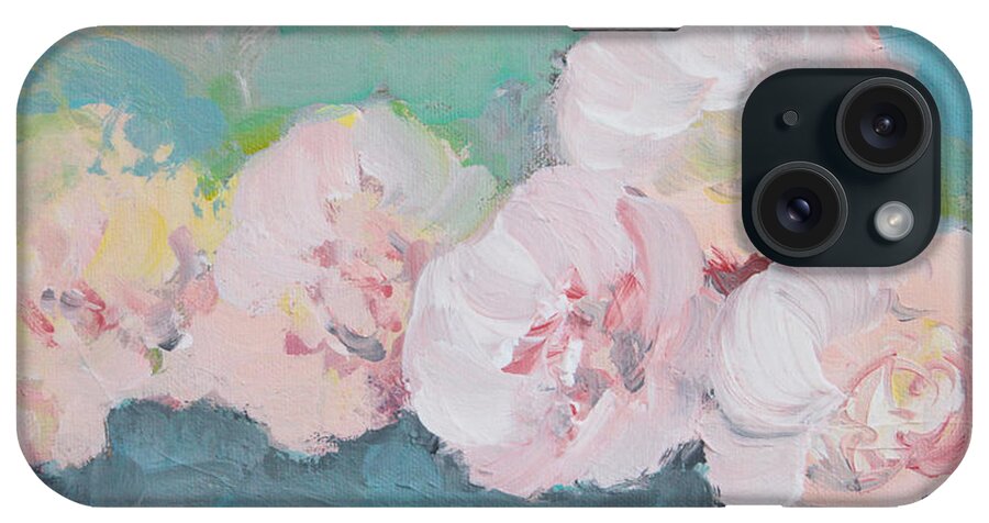 Pale iPhone Case featuring the painting Pale Pink Peonies by Robin Pedrero