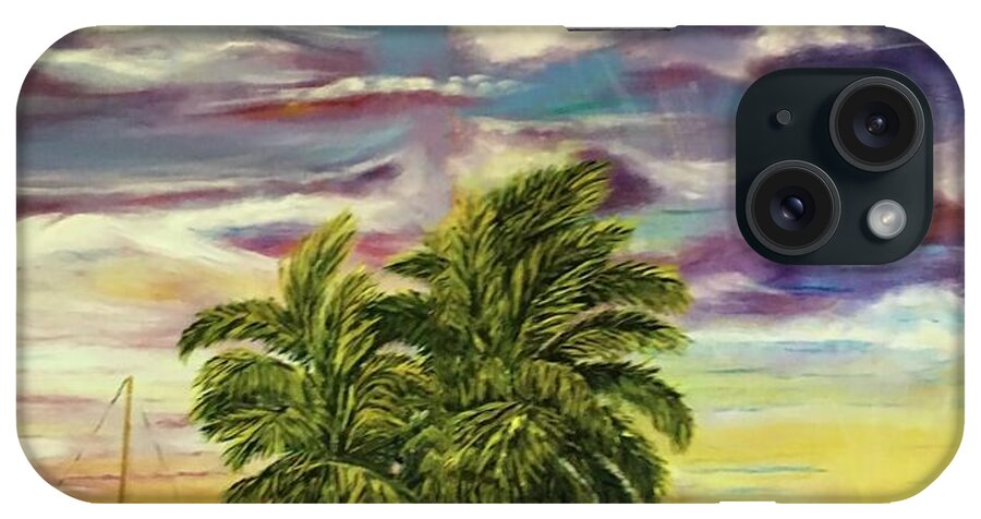 Brilliant Sunset iPhone Case featuring the painting Palm Beach Lagoon by Michael Silbaugh
