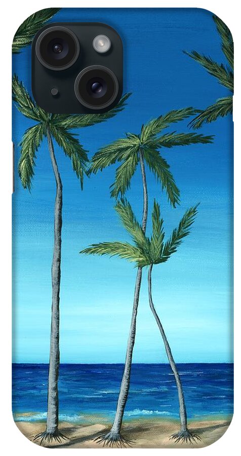 Palm iPhone Case featuring the painting Palm Trees on Blue by Anastasiya Malakhova