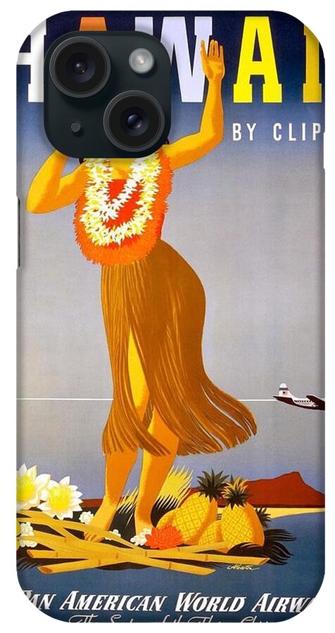 Pan America iPhone Case featuring the mixed media Pan American World Airways - Hawaii - Retro travel Poster - Vintage Poster by Studio Grafiikka