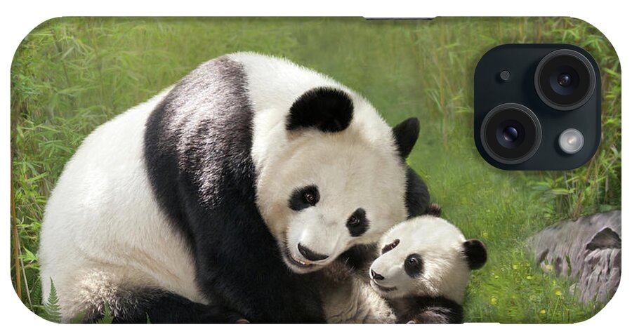 Panda Bear iPhone Case featuring the digital art Panda Bears by Thanh Thuy Nguyen