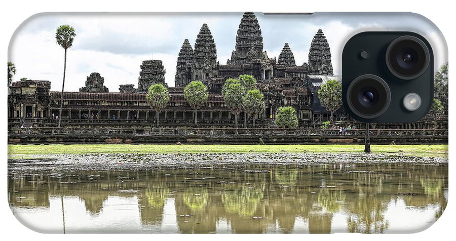 Angkor Wat iPhone Case featuring the photograph Panorama Angkor Wat Reflections by Chuck Kuhn