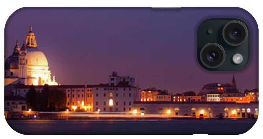 Bridge iPhone Case featuring the photograph Panorama by night of venice, city in Italy by Amanda Mohler