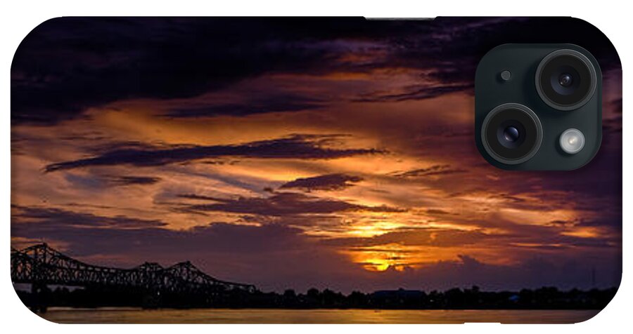 Mississippi iPhone Case featuring the photograph Panoramic Sunset at Natchez by T Lowry Wilson