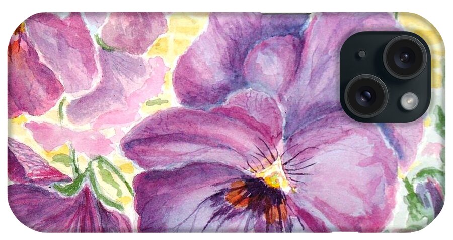 Pansy iPhone Case featuring the painting Pansies by Peggy King
