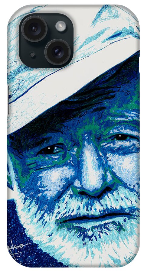 Ernest Hemingway iPhone Case featuring the painting Papa Hemingway by Maria Arango