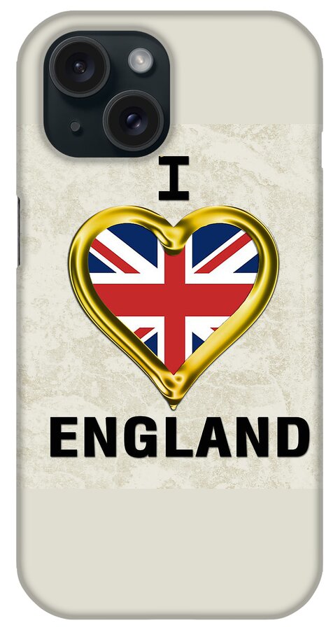 Heart iPhone Case featuring the painting Parchment Background I HEART ENGLAND by Elaine Plesser