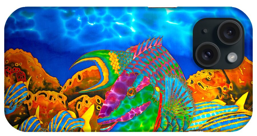Stoplight Parrotfish iPhone Case featuring the painting Parrotfish and smallmouth grunt by Daniel Jean-Baptiste