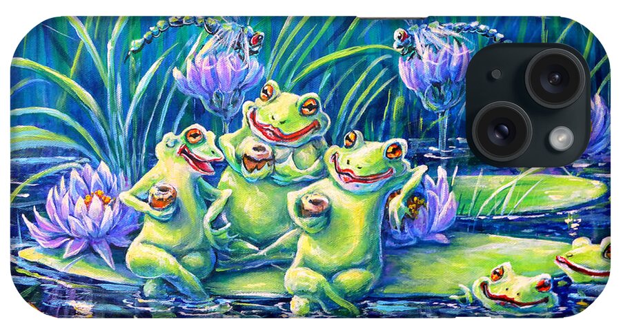 Frog iPhone Case featuring the painting Party At The Pad by Gail Butler