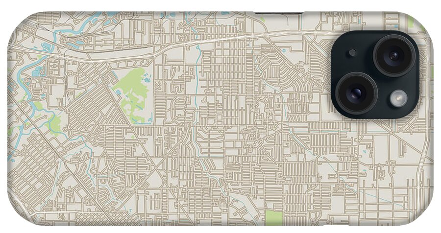 Pasadena iPhone Case featuring the digital art Pasadena Texas US City Street Map by Frank Ramspott