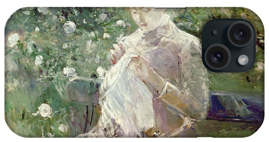 Pasie iPhone Case featuring the painting Pasie sewing in Bougivals Garden by Berthe Morisot