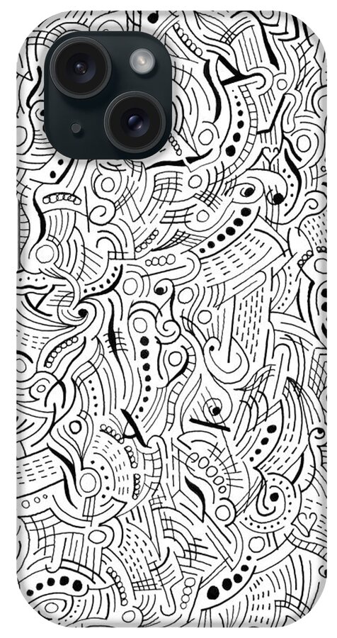 Abstract iPhone Case featuring the drawing Passion by Steven Natanson